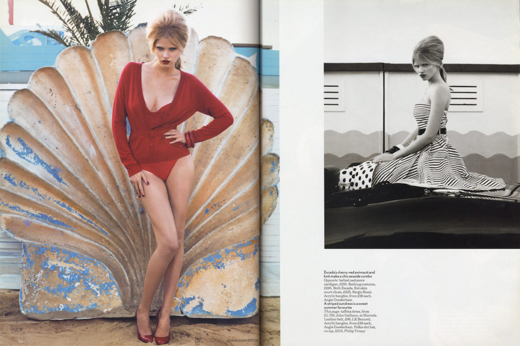 Lara Stone ; Emma Summerton ; Vogue UK ; La Dolce Vita January 2008 ; #0703 ; caminante